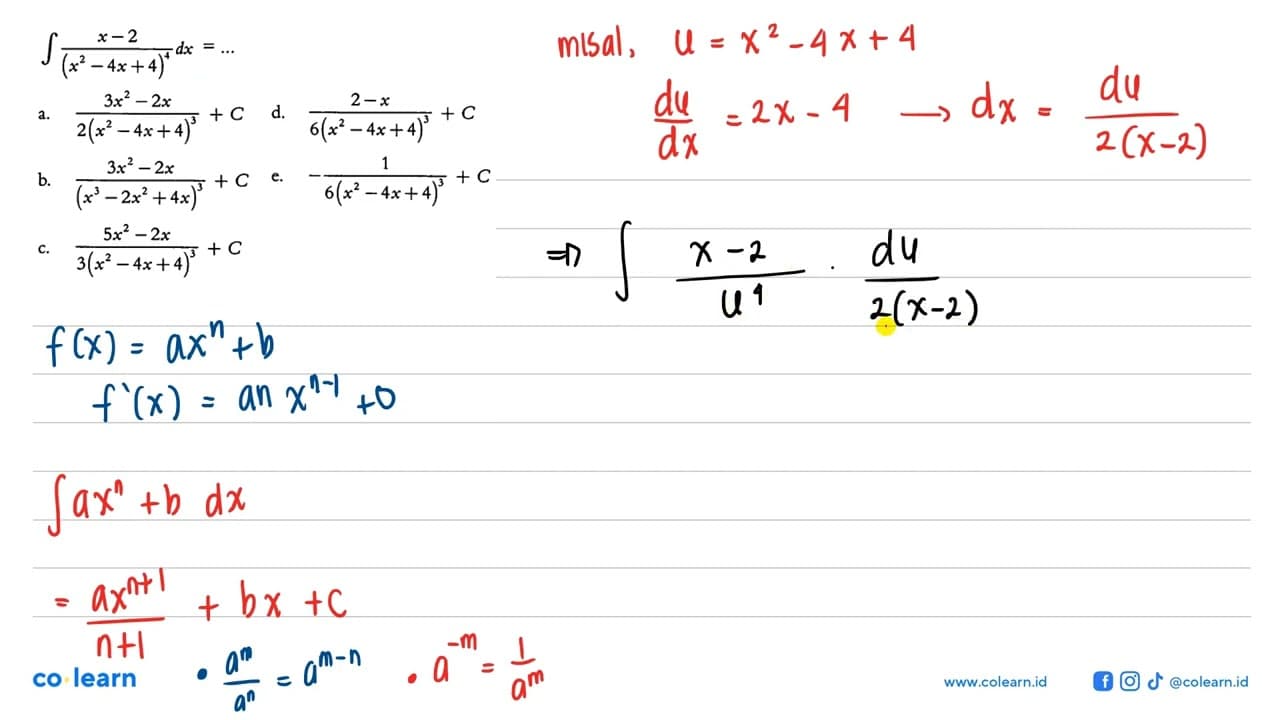 integral (x-2)/(x^2-4x+4)^4 dx=...