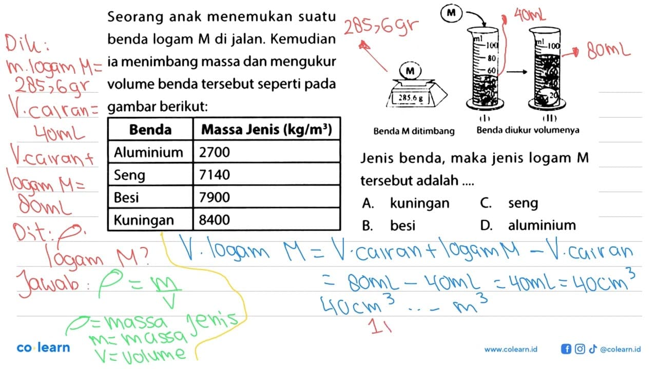 Seorang anak menemukan suatu M benda logam di jalan.