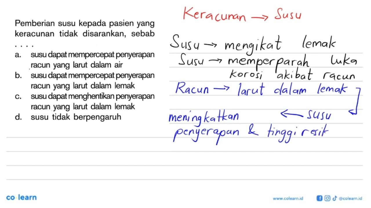 Pemberian susu kepada pasien yang keracunan tidak