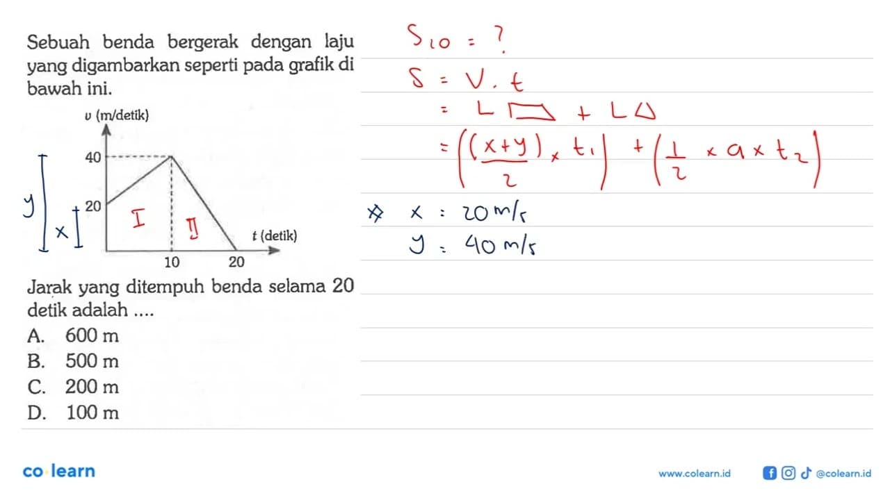 Sebuah benda bergerak dengan laju yang digambarkan seperti