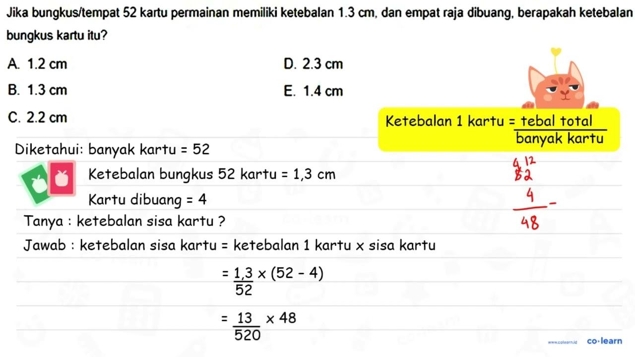 Jika bungkus/tempat 52 kartu permainan memiliki ketebalan