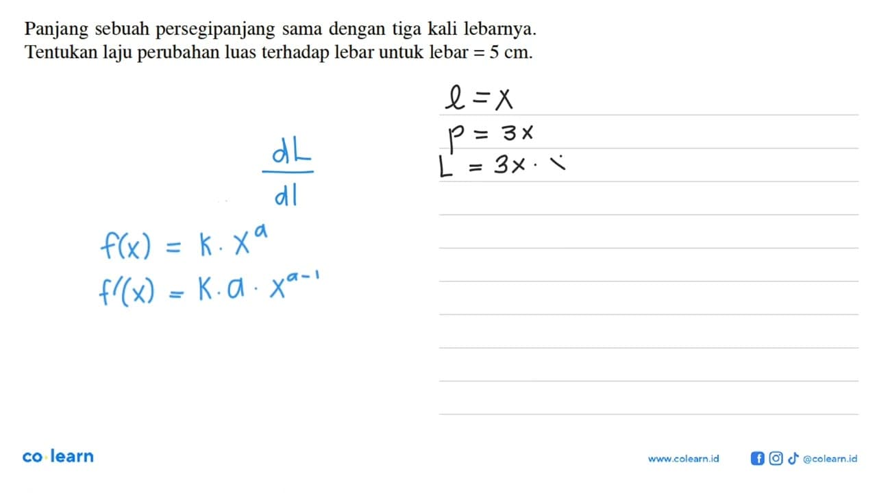 Panjang sebuah persegipanjang sama dengan tiga kali