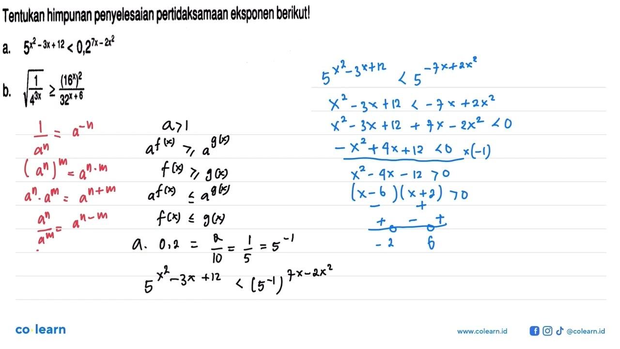 Tentukan himpunan penyelesaian pertidaksamaan eksponen