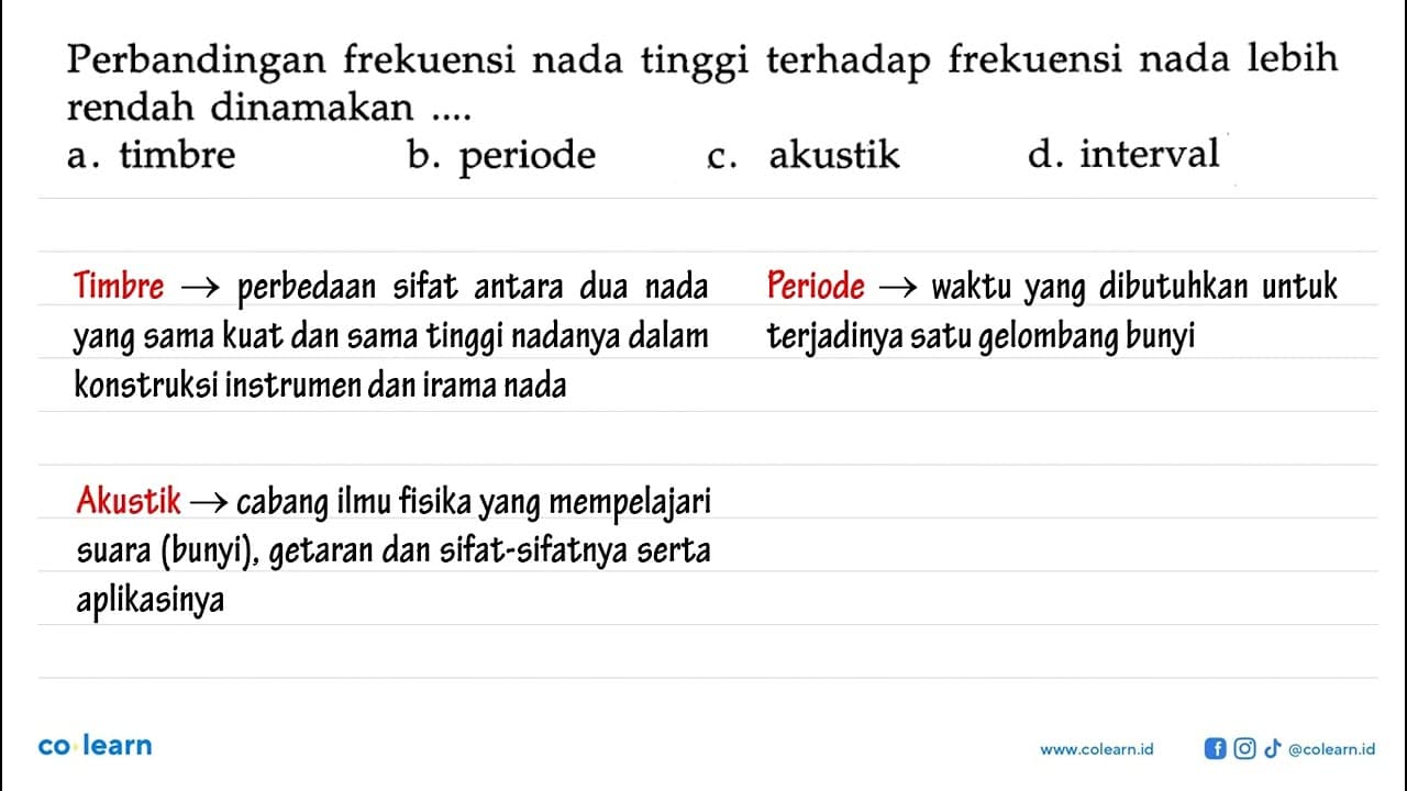 Perbandingan frekuensi nada tinggi terhadap frekuensi nada