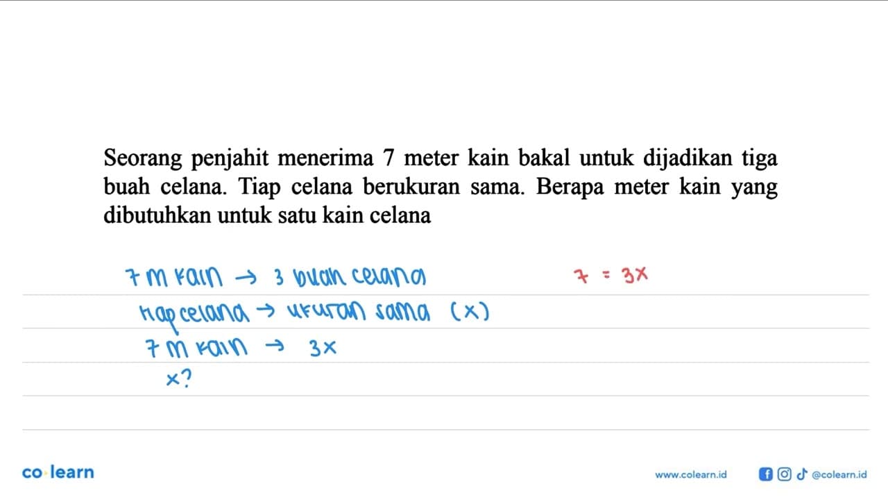 Seorang penjahit menerima 7 meter kain bakal untuk