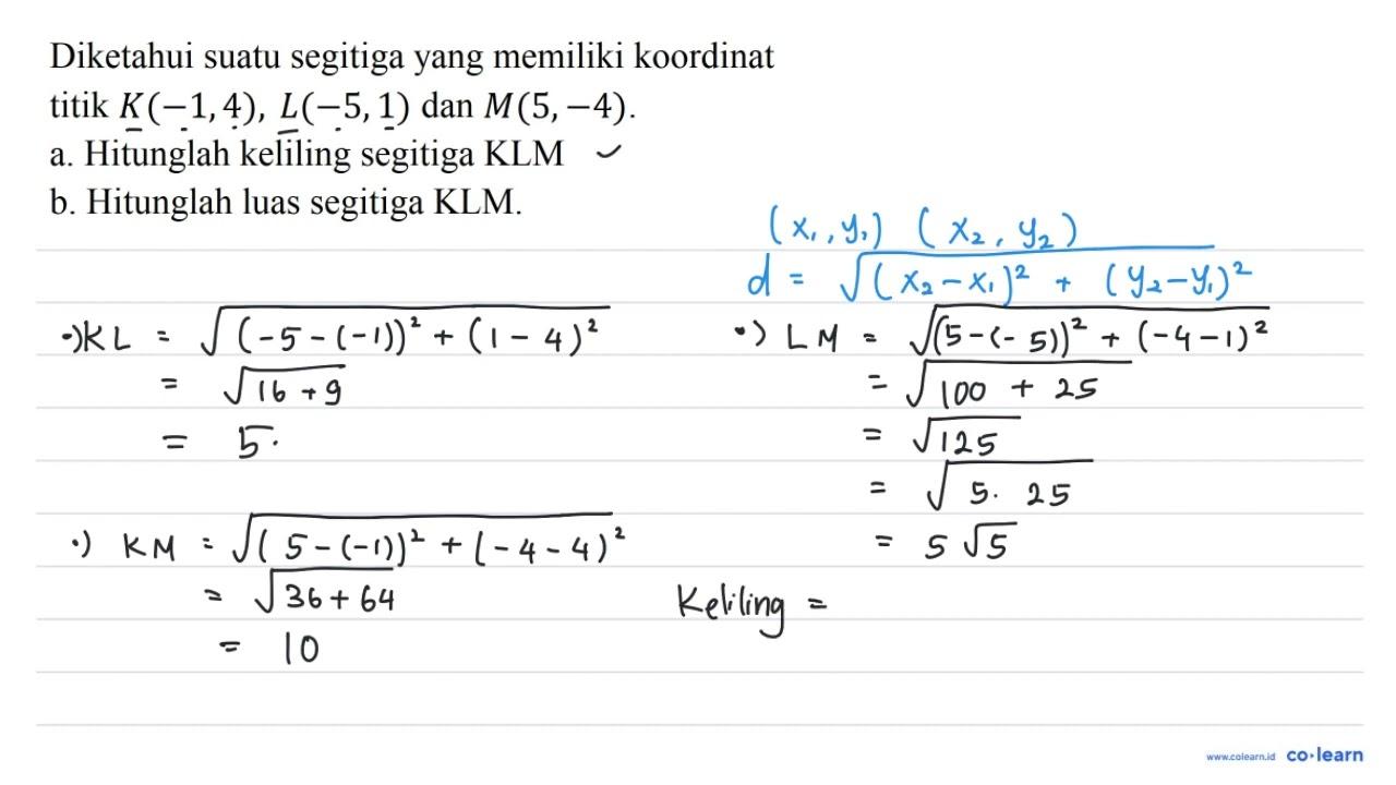 Diketahui suatu segitiga yang memiliki koordinat titik