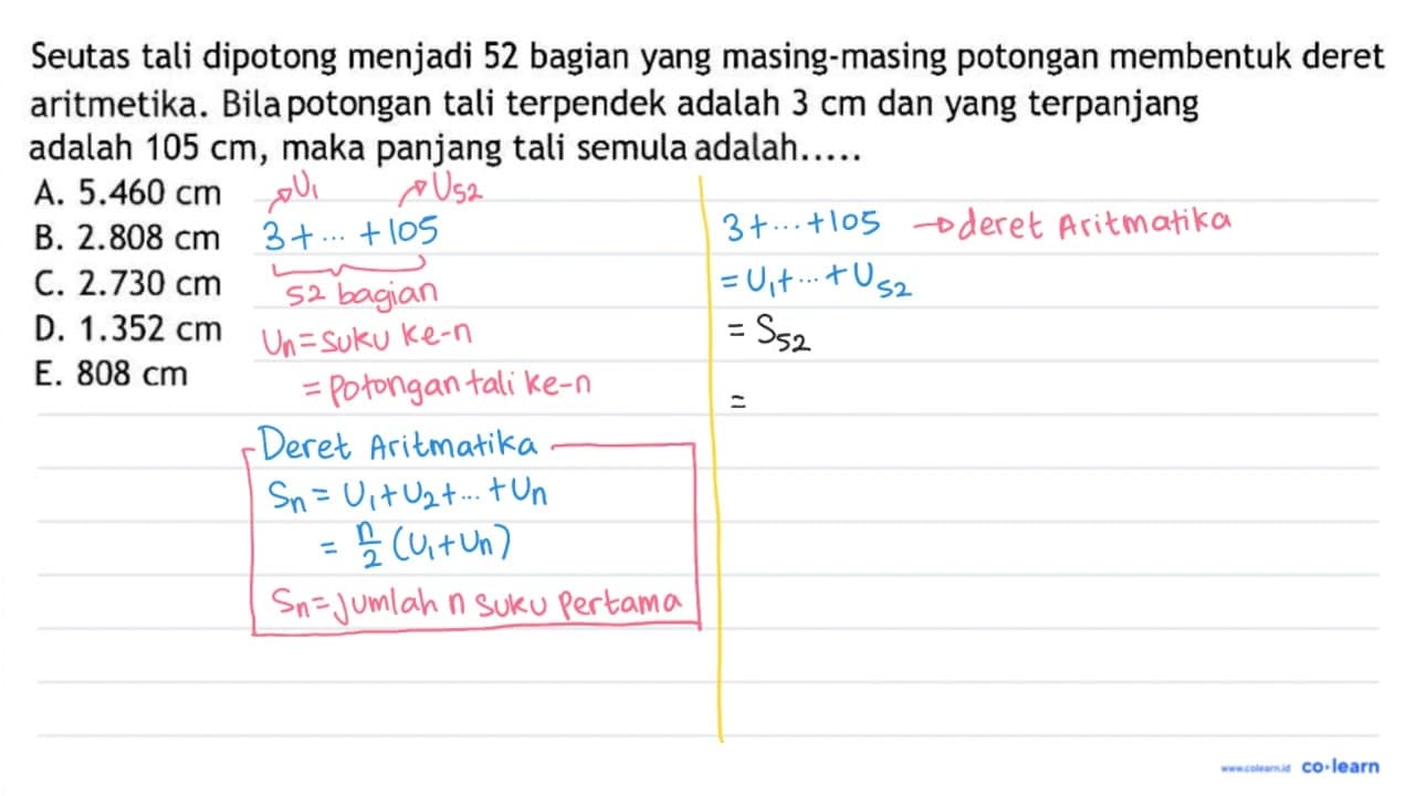 Seutas tali dipotong menjadi 52 bagian yang masing-masing