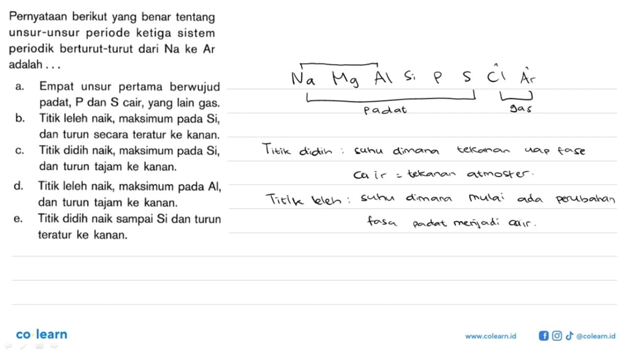 Pernyataan berikut yang benar tentang unsur-unsur periode