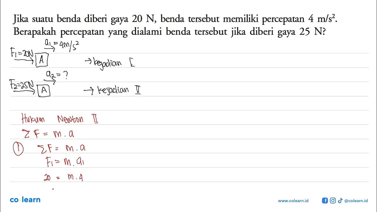 Jika suatu benda diberi gaya 20 N, benda tersebut memiliki