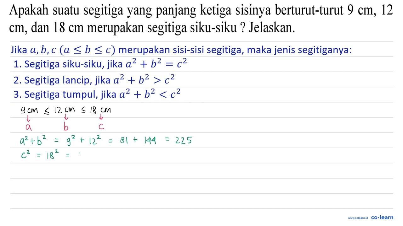 Apakah suatu segitiga yang panjang ketiga sisinya