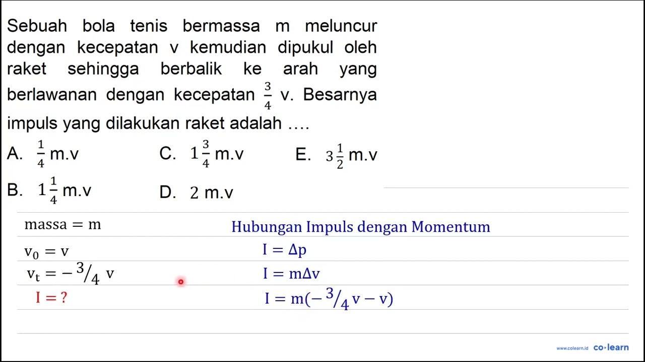 Sebuah bola tenis bermassa m meluncur dengan kecepatan v