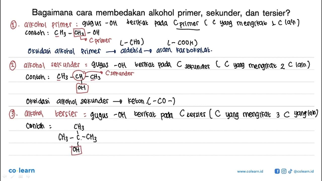 Bagaimana cara membedakan alkohol primer, sekunder, dan