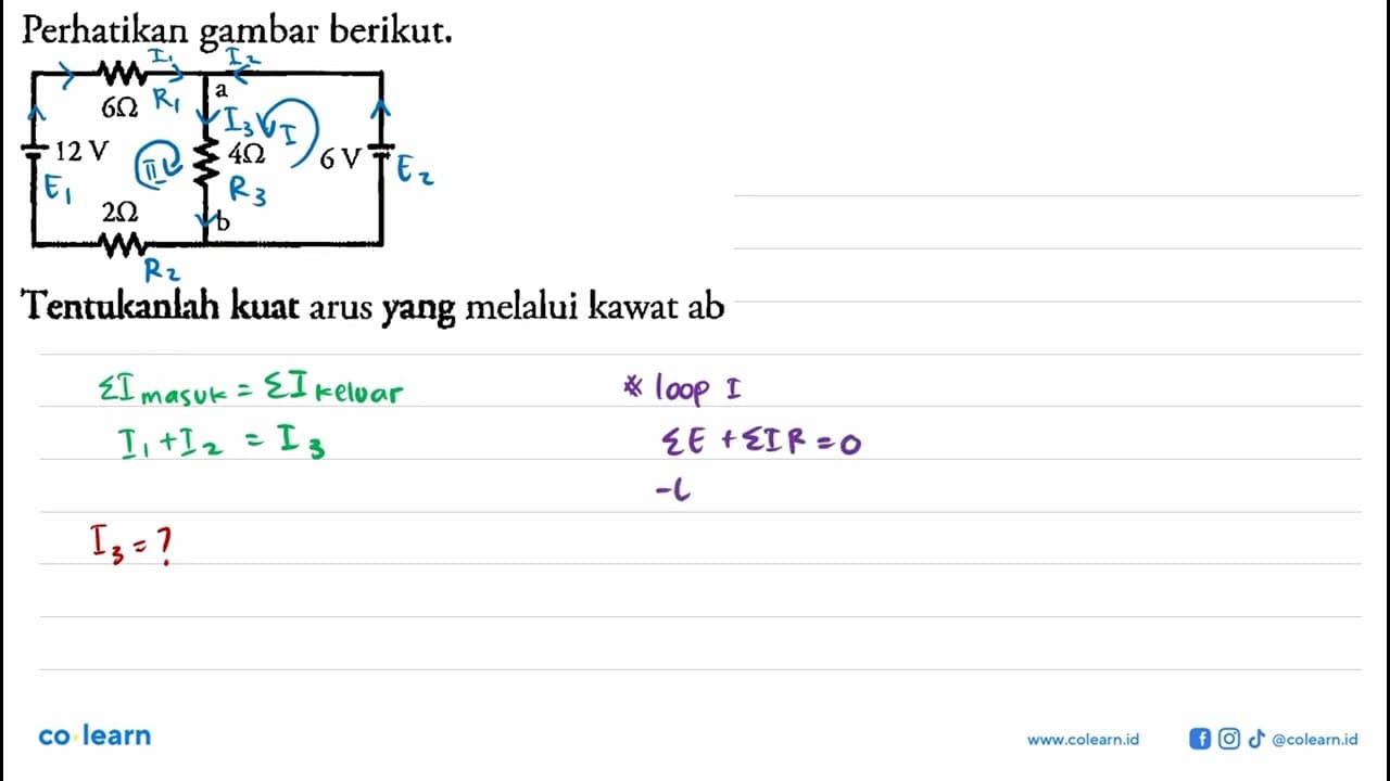 Perhatikan gambar berikut. 12 V 6 ohm 2 ohm a 4 ohm b 6