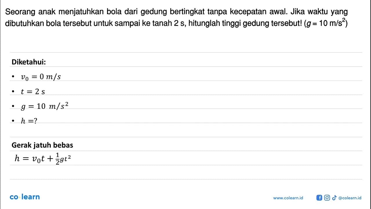 Seorang anak menjatuhkan bola dari gedung bertingkat tanpa