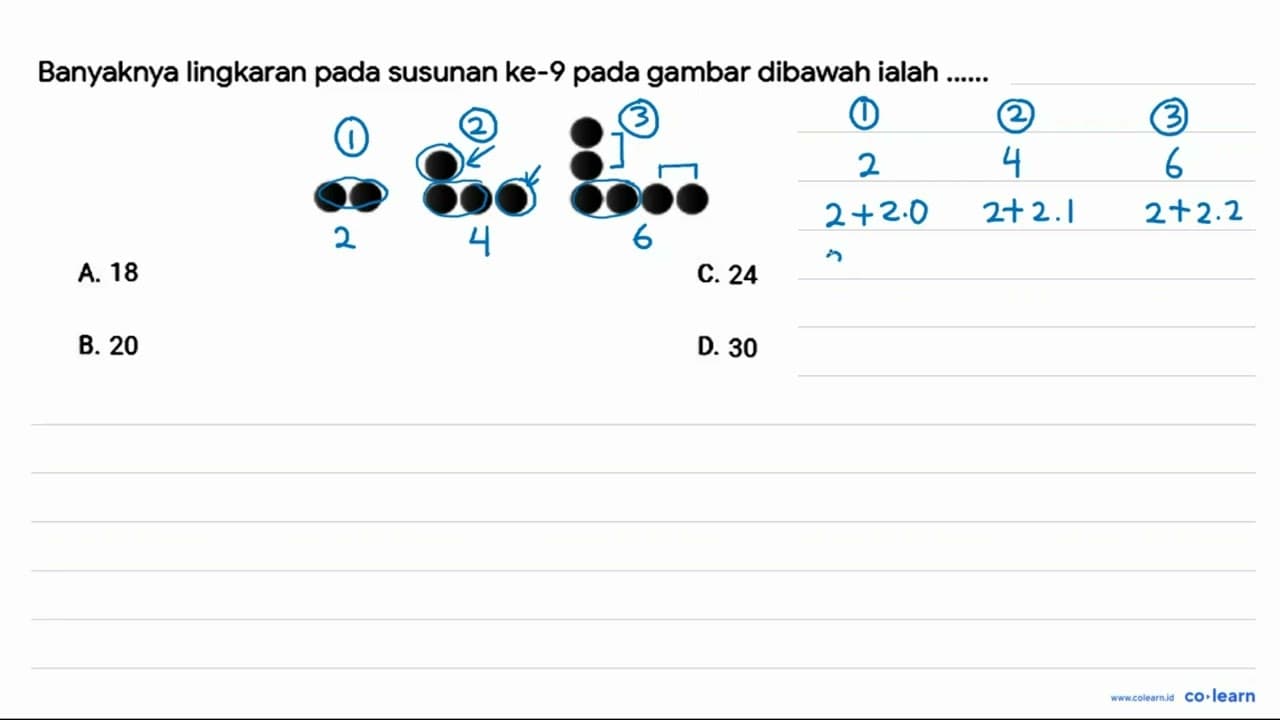 Banyaknya lingkaran pada susunan ke-9 pada gambar dibawah