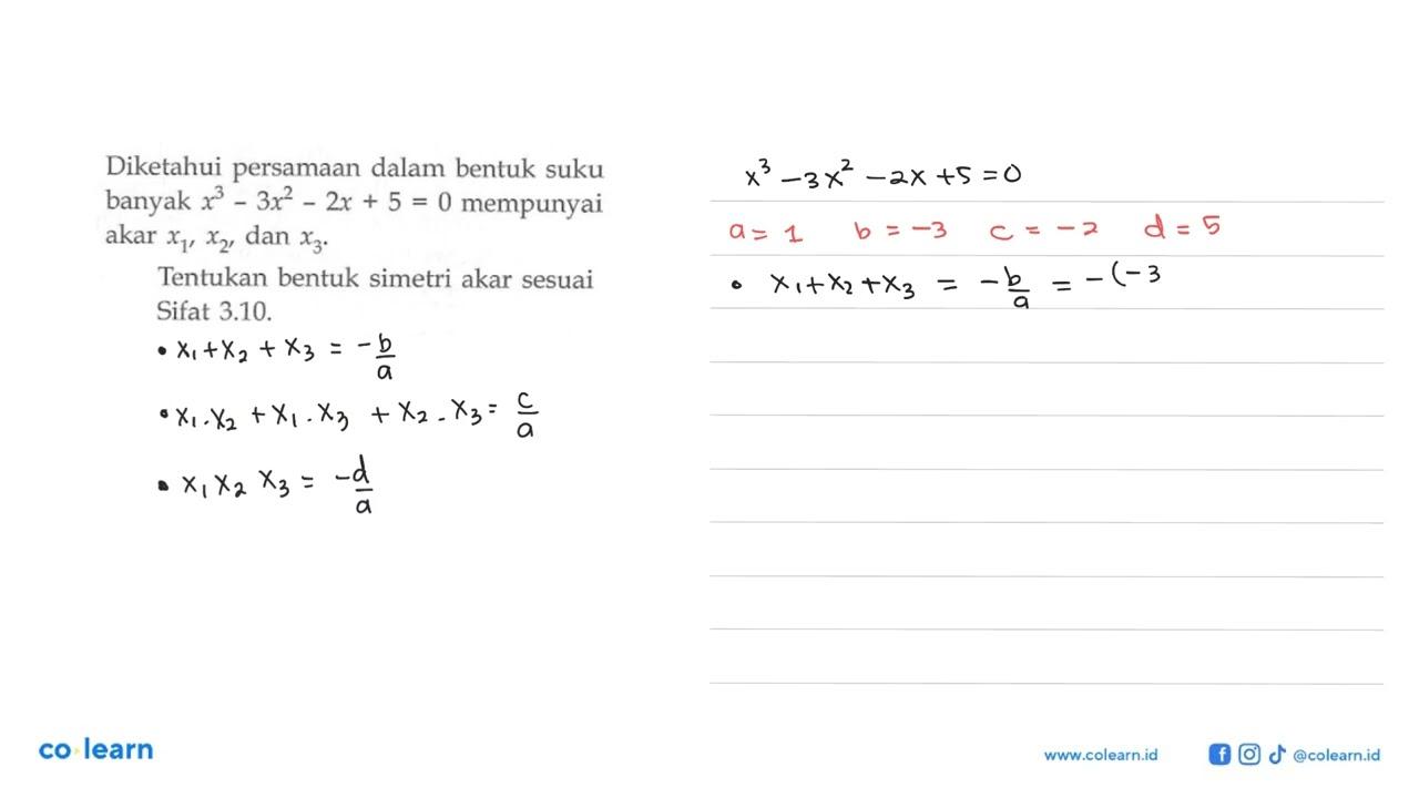 Diketahui persamaan dalam bentuk suku banyak