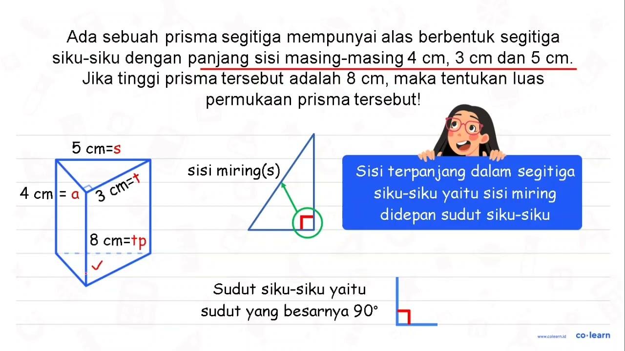 Ada sebuah prisma segitiga mempunyai alas berbentuk