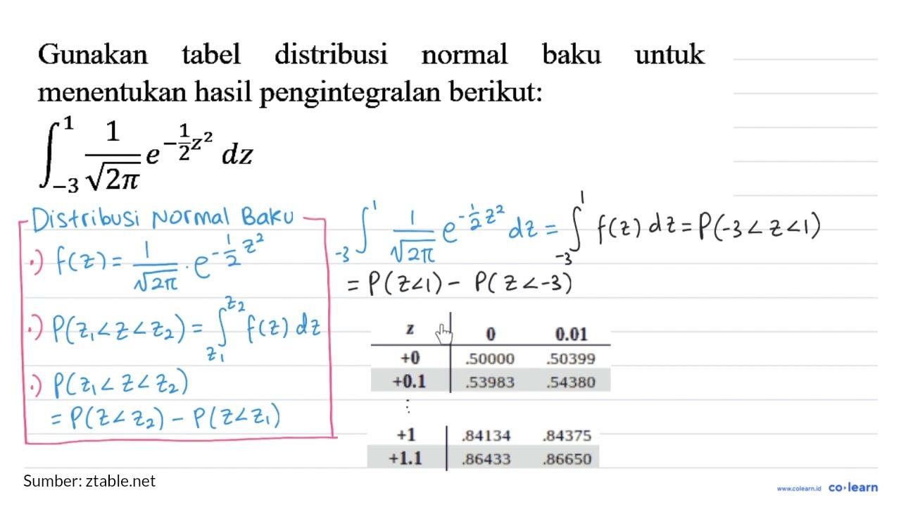 Gunakan tabel distribusi normal baku untuk menentukan hasil