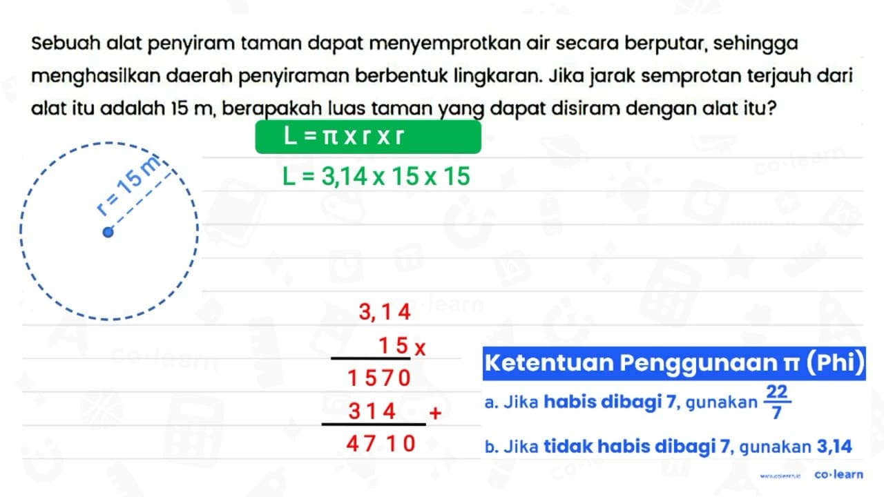 Sebuah alat penyiram taman dapat menyemprotkan air secara