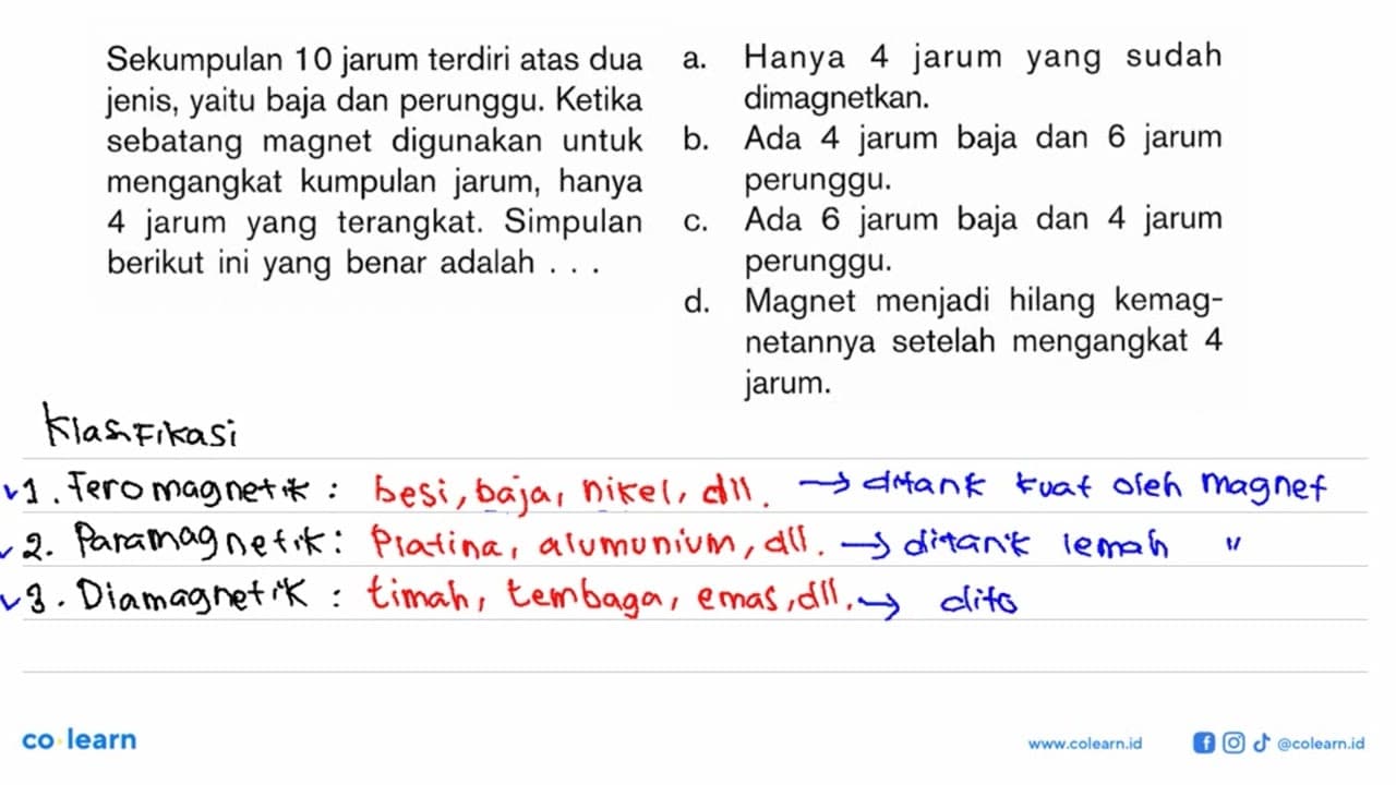 Sekumpulan 10 jarum terdiri atas dua jenis, yaitu baja dan