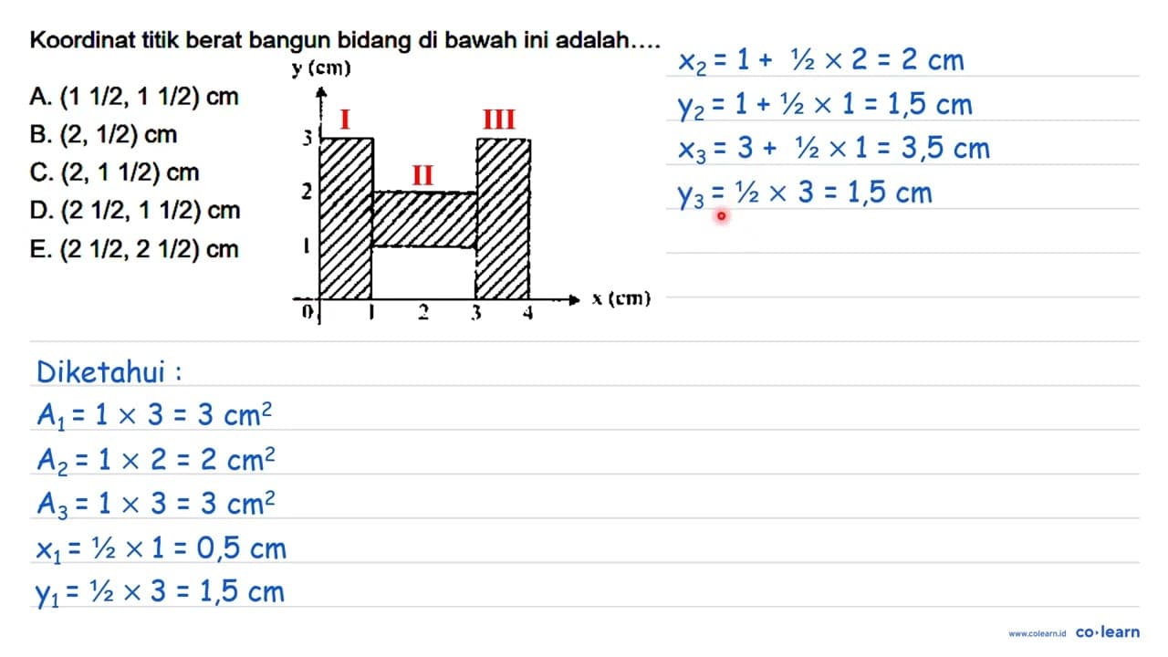 Koordinat titik berat bangun bidang di bawah ini adalah....