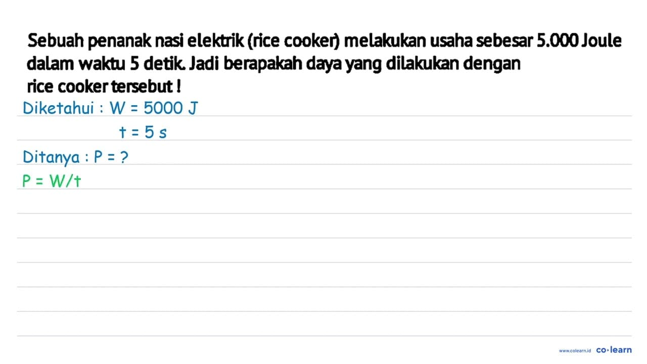 Sebuah penanak nasi elektrik (rice cooker) melakukan usaha