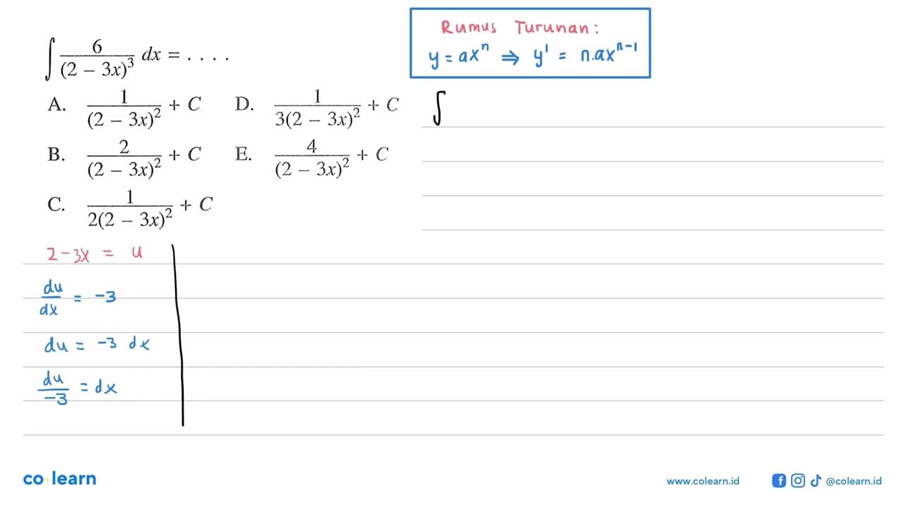 integral 6/(2-3x)^3 dx= ...