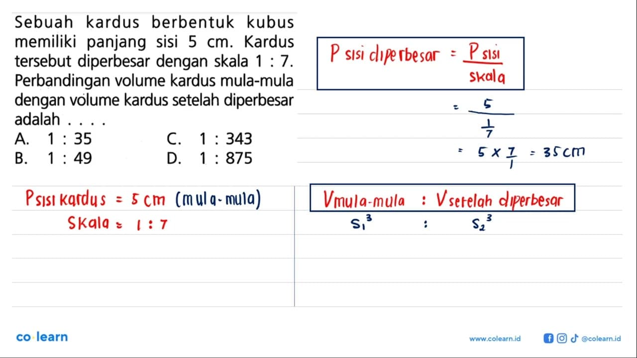 Sebuah kardus berbentuk kubus memiliki panjang sisi 5 cm.