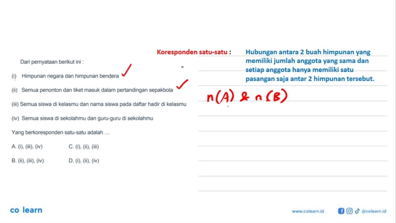 Dari pernyataan berikut ini : (i) Himpunan negara dan