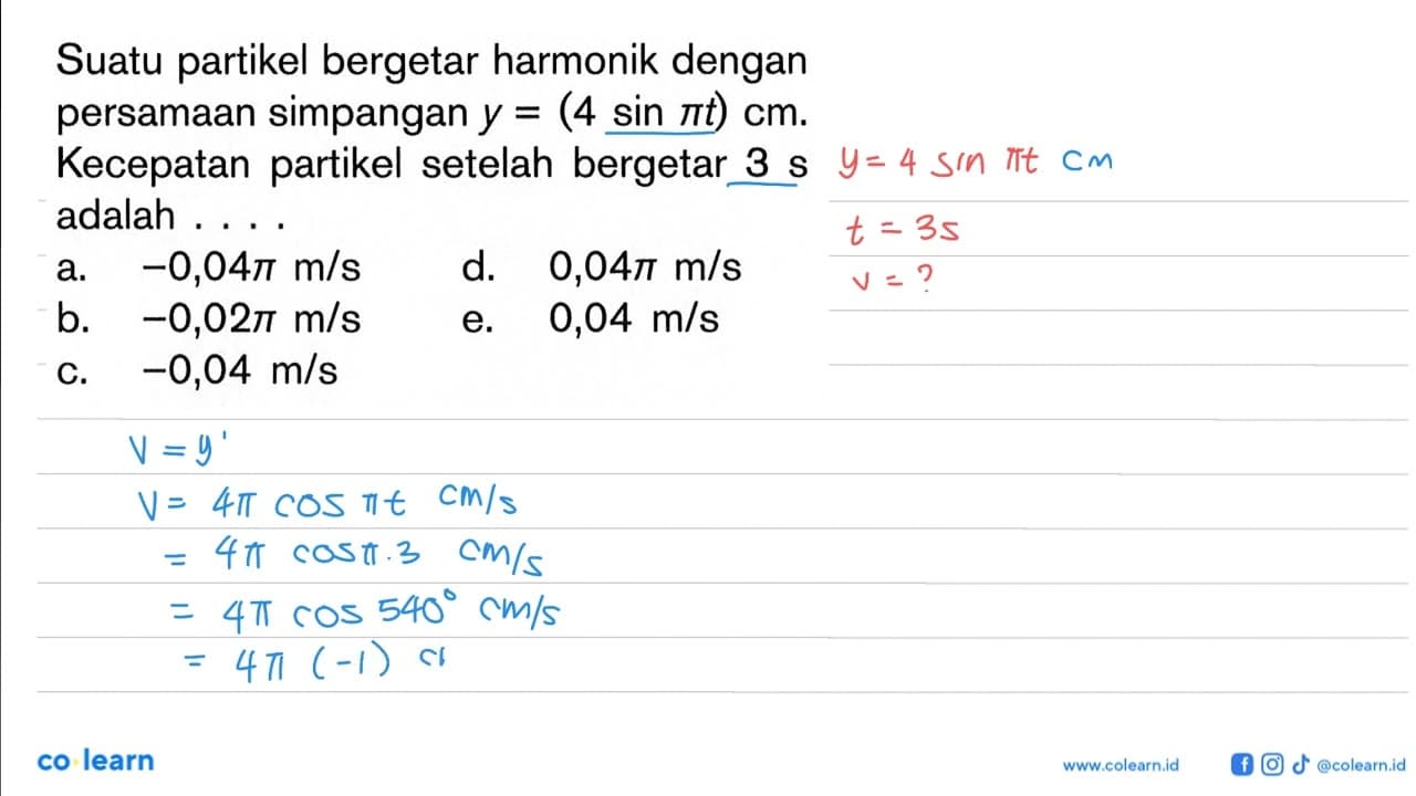 Suatu partikel bergetar harmonik dengan persamaan simpangan