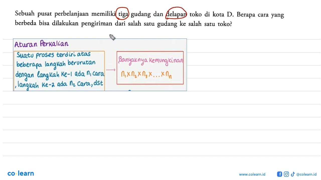 Sebuah pusat perbelanjaan memiliki tiga gudang dan delapan