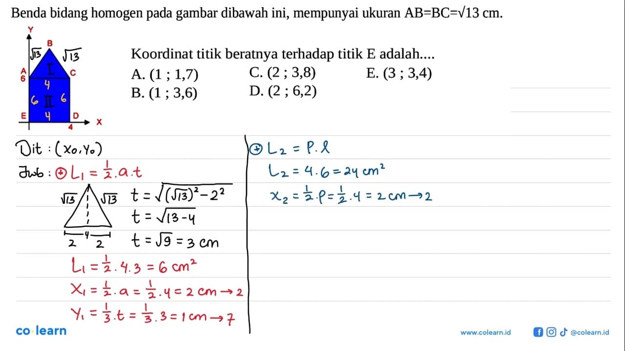 Benda bidang homogen pada gambar dibawah ini, mempunyai