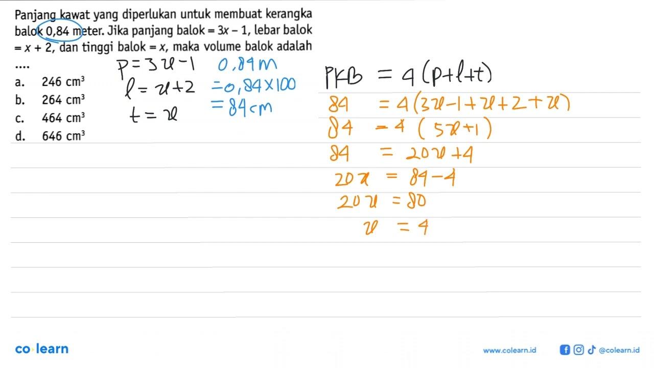 Panjang kawat yang diperlukan untuk membuat kerangka balok