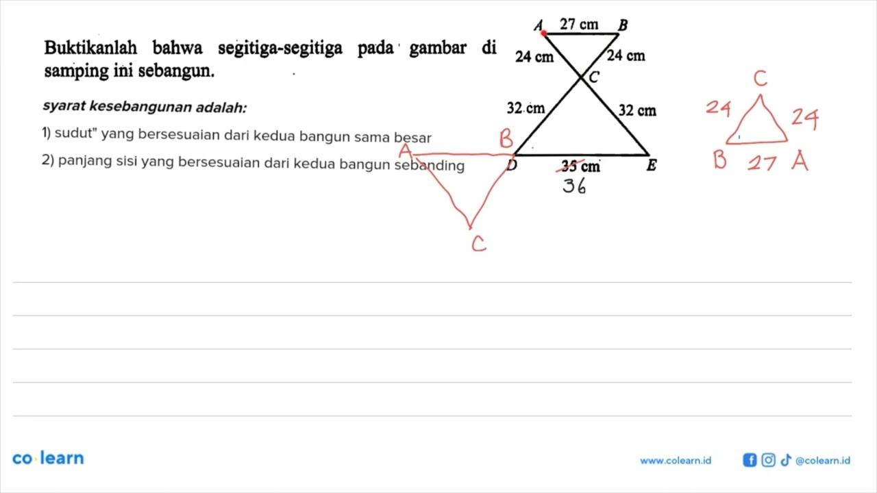 Buktikanlah bahwa segitiga-segitiga pada gambar di samping