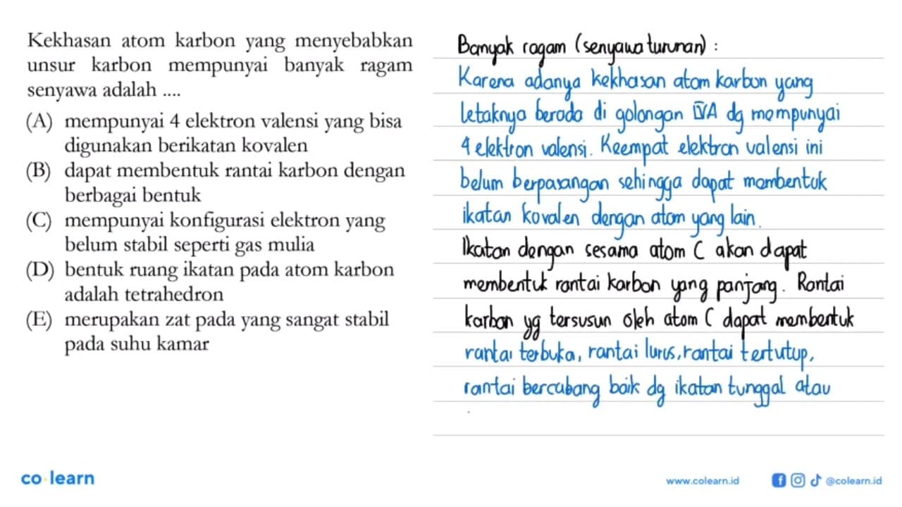 Kekhasan atom karbon yang menyebabkan unsur karbon