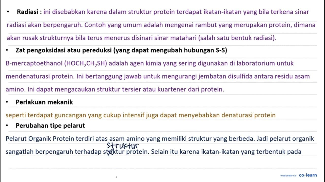 Yang tidak menyebabkan proten mengendap adalah... a)