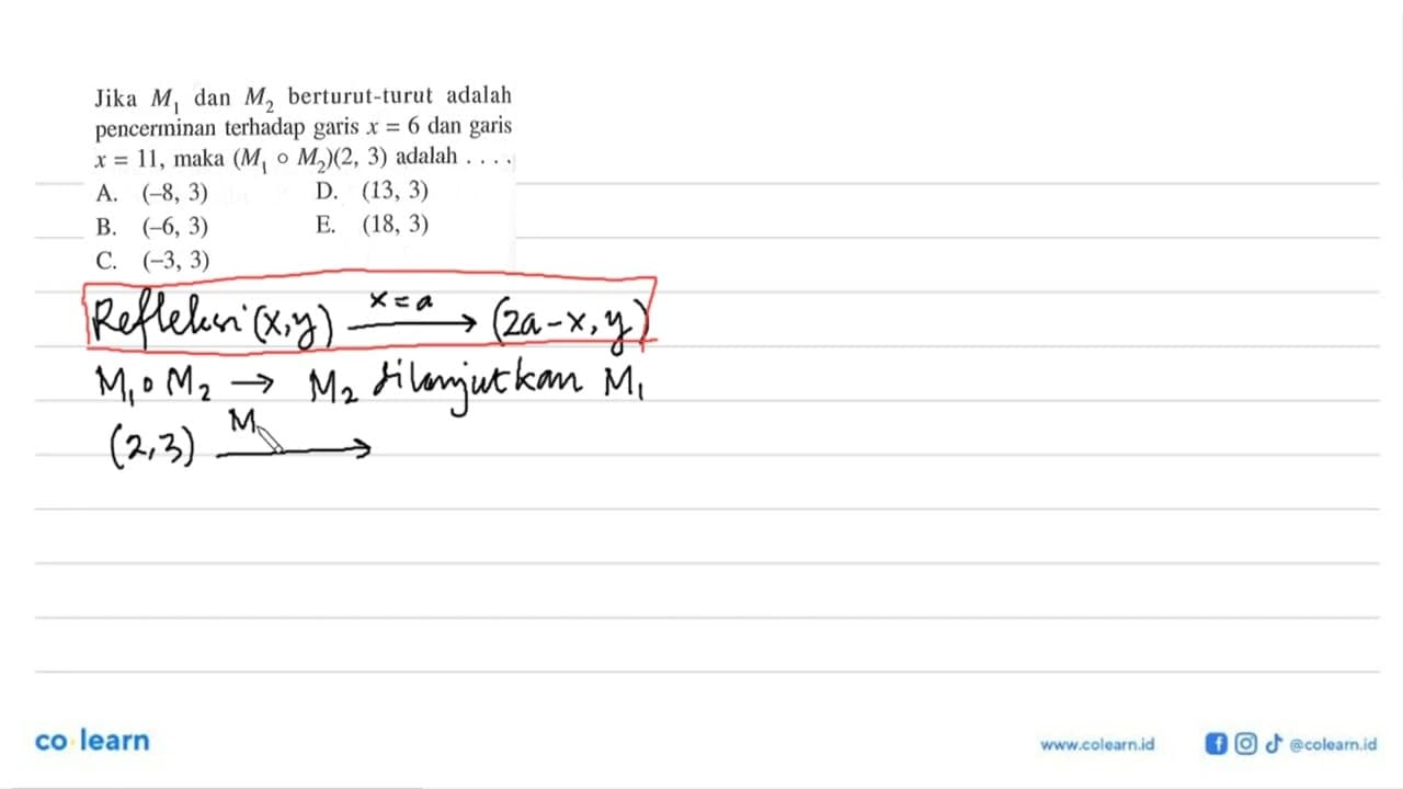Jika M1 dan M2 berturut-turut adalah pencerminan terhadap