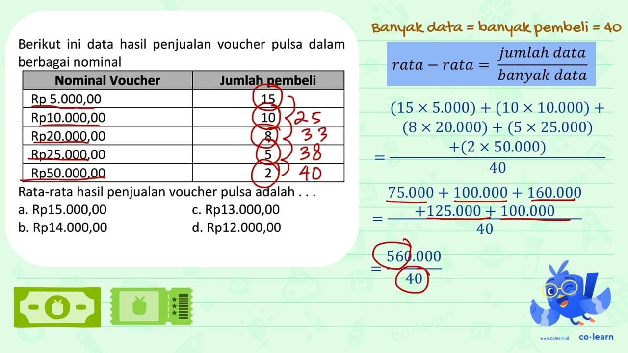 Berikut ini data hasil penjualan voucher pulsa dalam