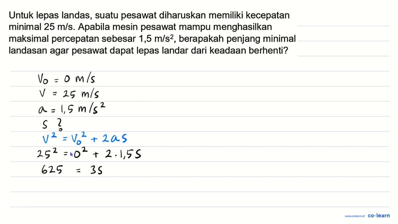 Untuk lepas landas, suatu pesawat diharuskan memiliki