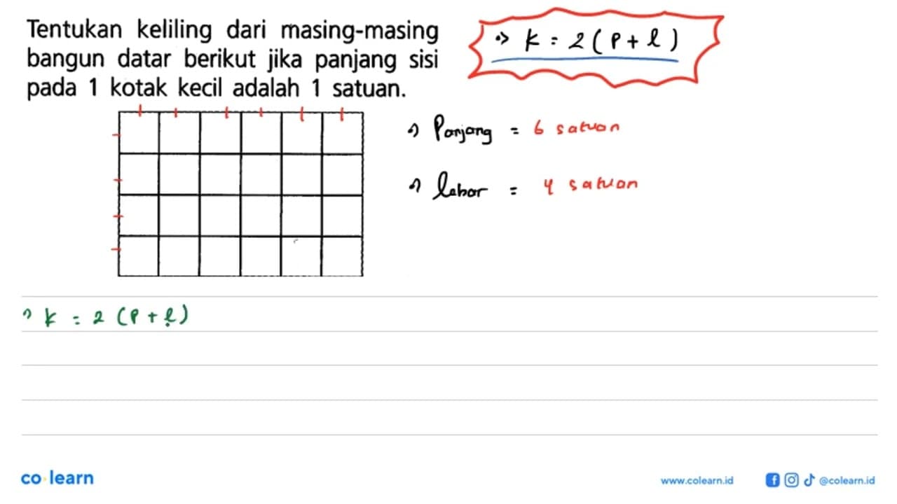 Tentukan keliling dari masing-masing bangun datar berikut