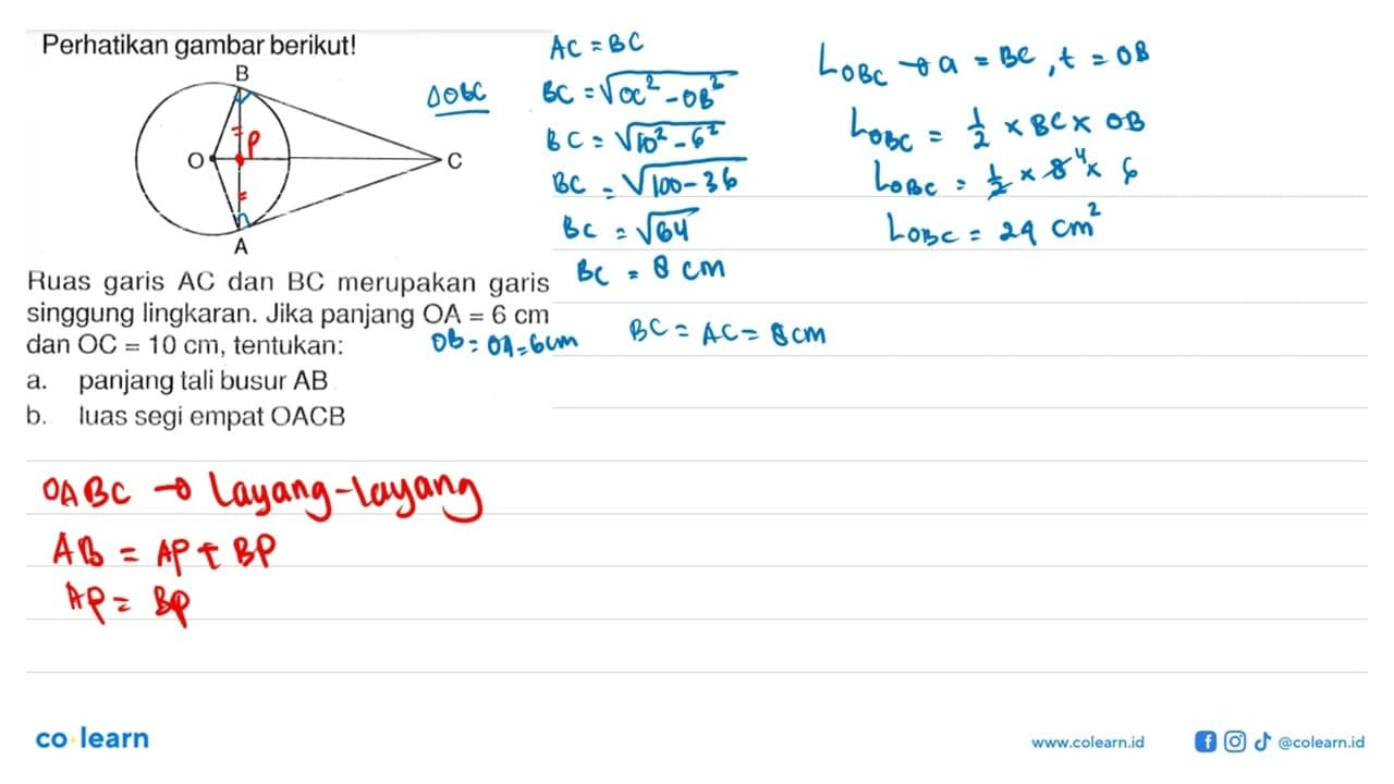 Perhatikan gambar berikut!Ruas garis AC dan BC merupakan