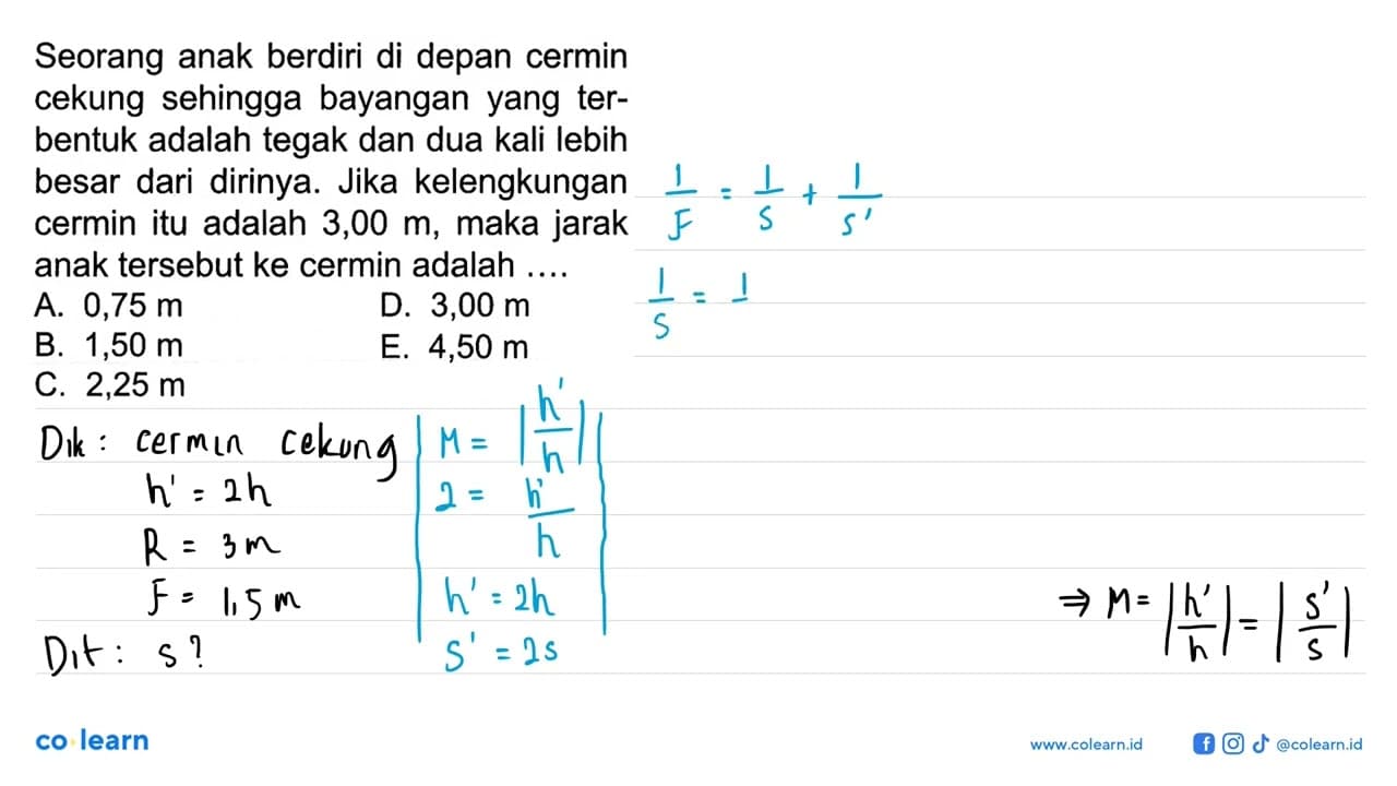 Seorang anak berdiri di depan cermin cekung sehingga