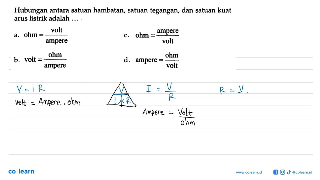 Hubungan antara satuan hambatan, satuan tegangan, dan