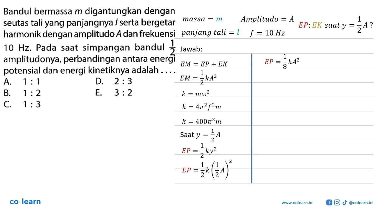 Bandul bermassa m digantungkan dengan seutas tali yang