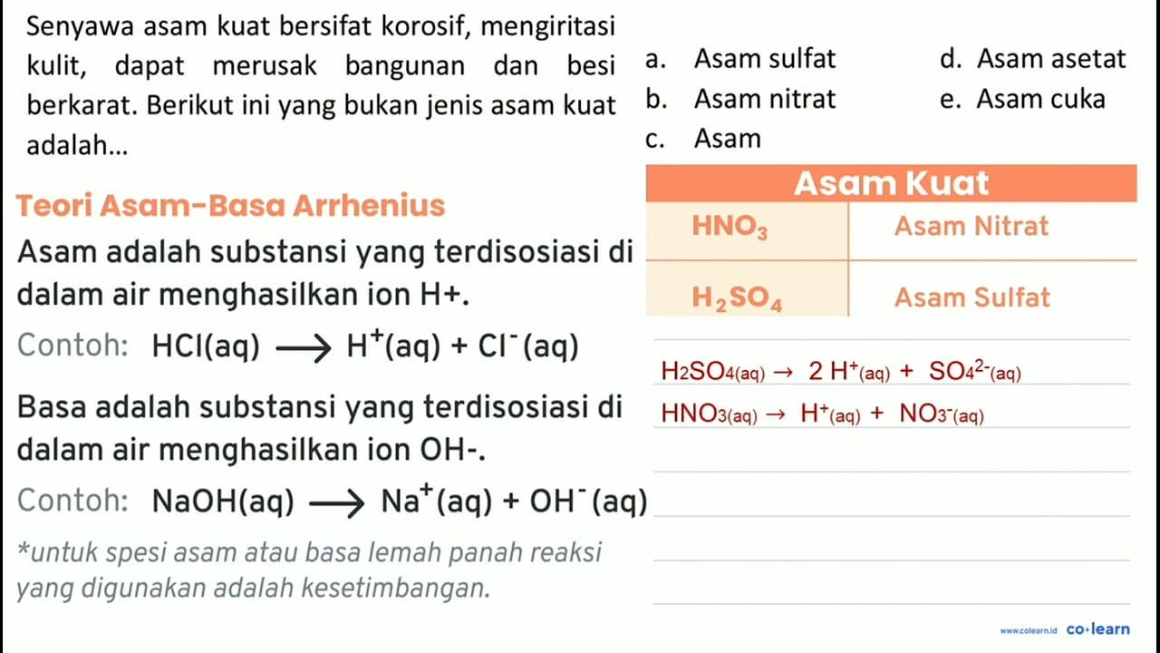 Senyawa asam kuat bersifat korosif, mengiritasi kulit,