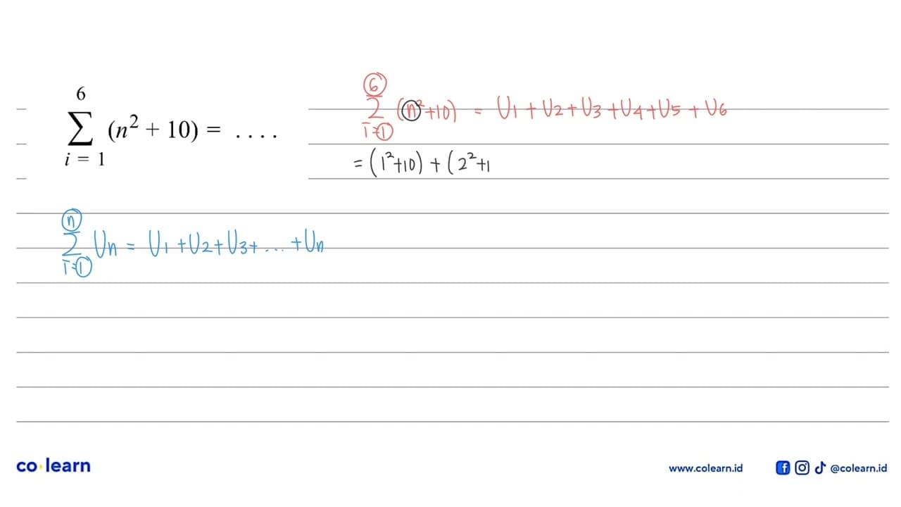 sigma i=1 6 (n^2+10)=...