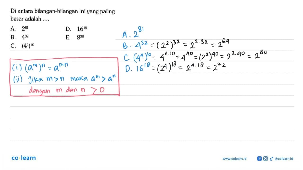 Di antara bilangan-bilangan ini yang paling besar adalah