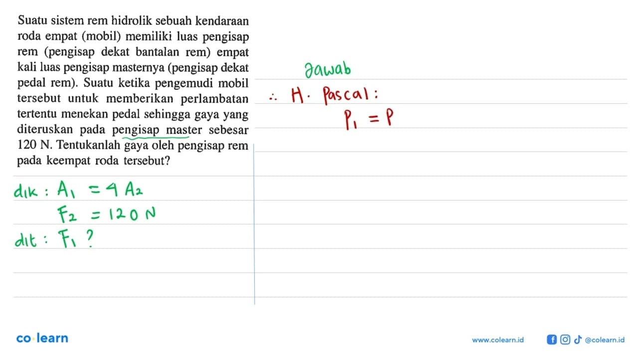 Suatu sistem rem hidrolik sebuah kendaraan roda empat