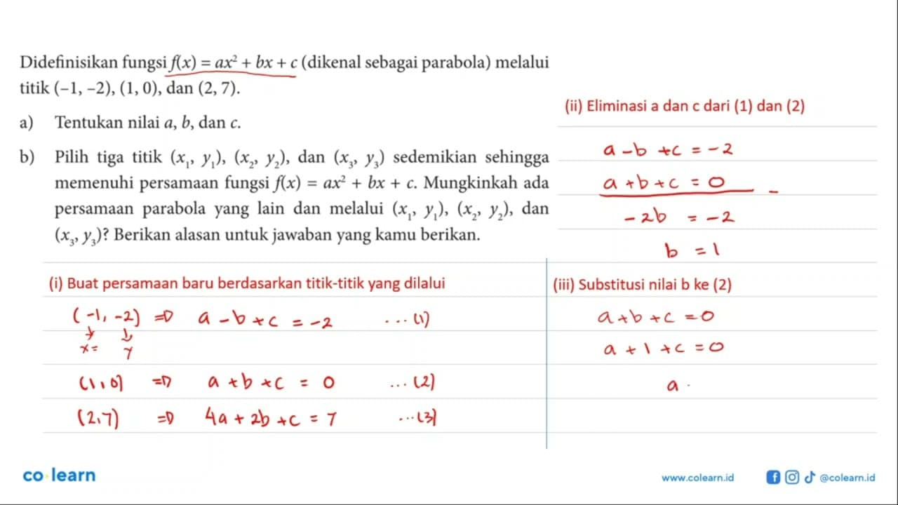 Didefinisikan fungsi f(x)=ax^2+b x+c (dikenal sebagai