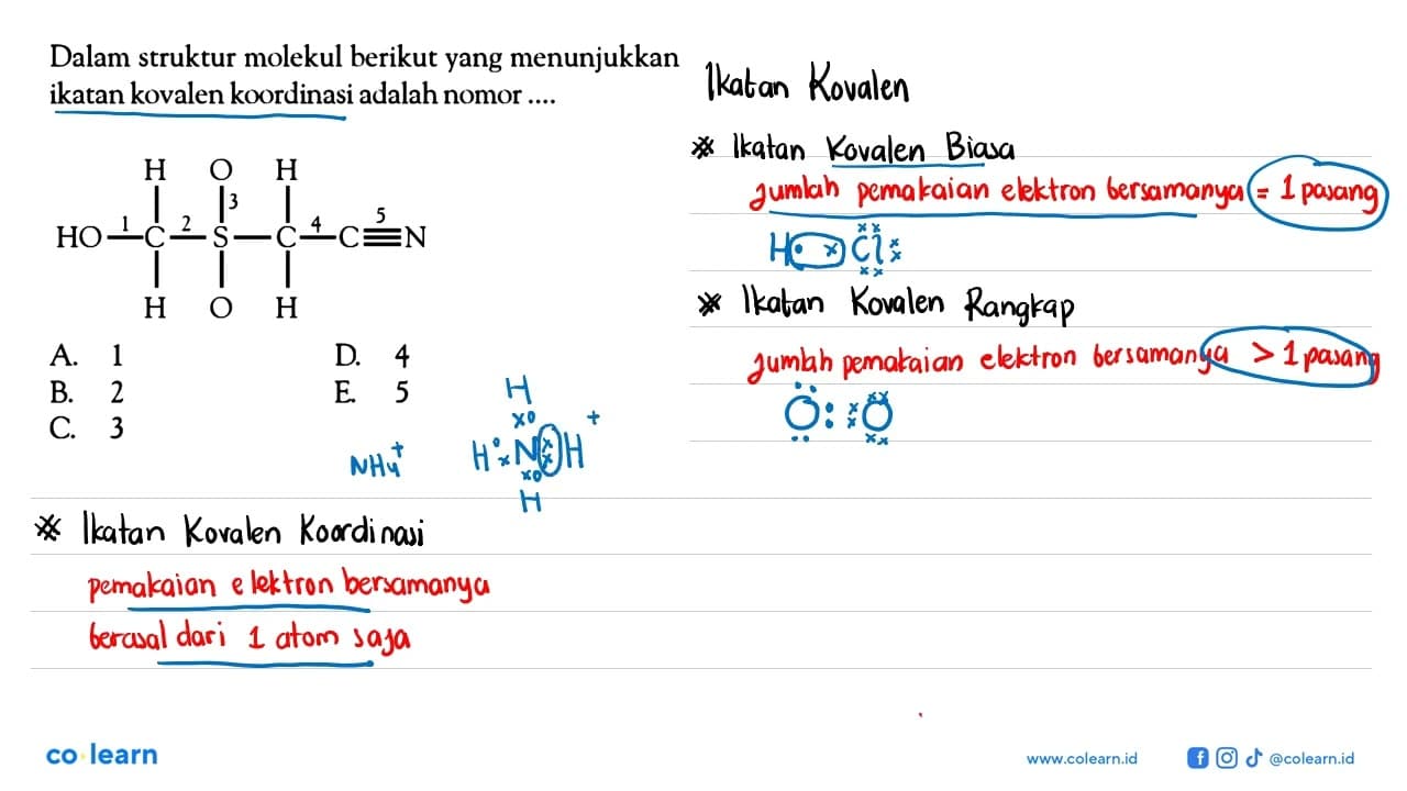 Dalam struktur molekul berikut yang menunjukkan ikatan